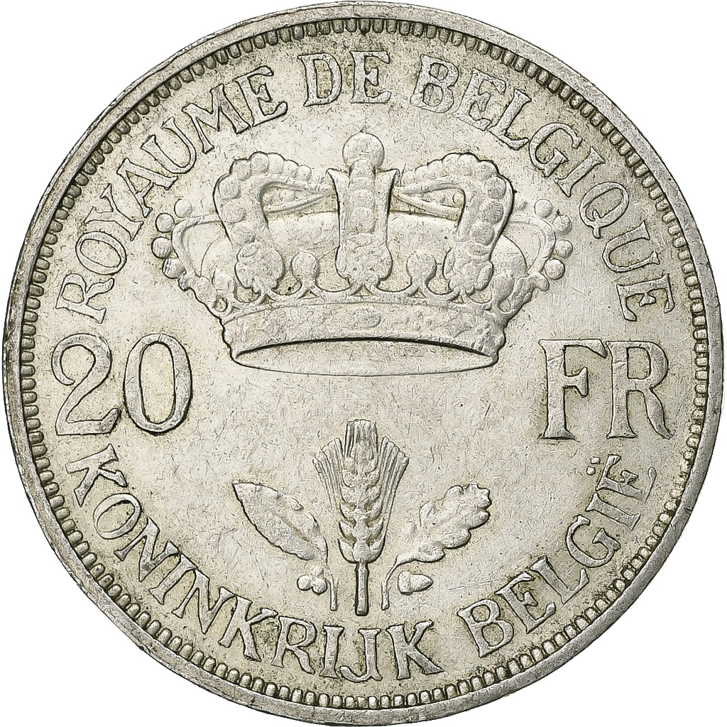 Belgium, Leopold III, 20 Francs, 20 Frank, 1934, Tranche B, Silver, 