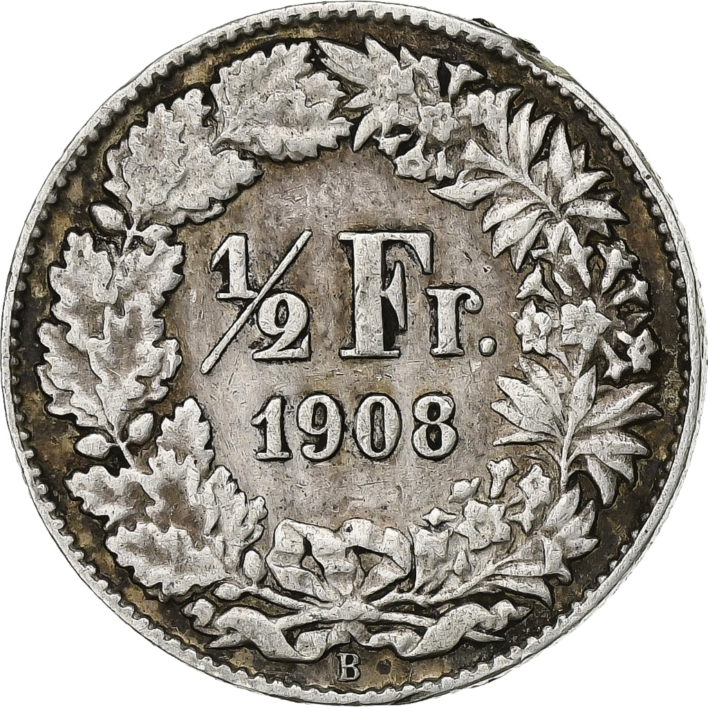 Switzerland, 1/2 Franc, 1908, Bern, Silver, , KM:23