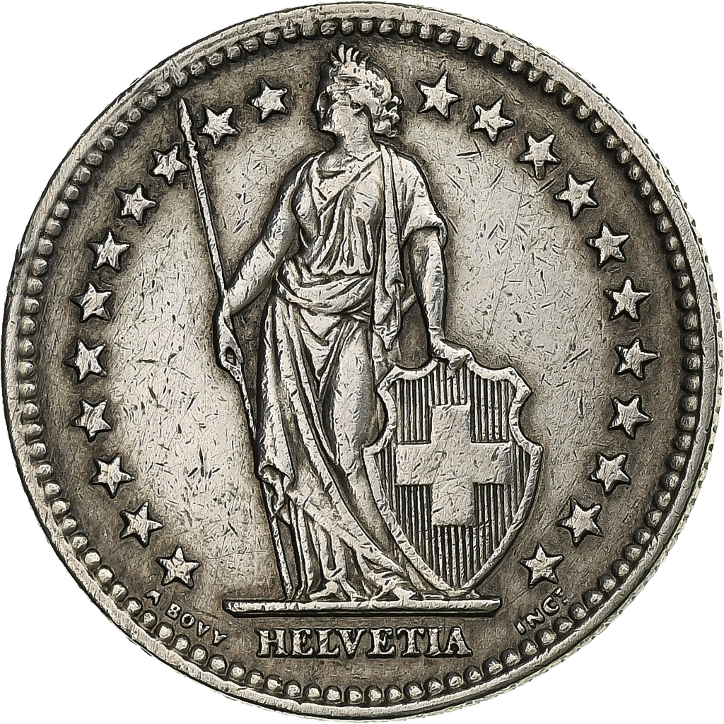 Switzerland, 2 Francs, 1944, Bern, Silver, , KM:21