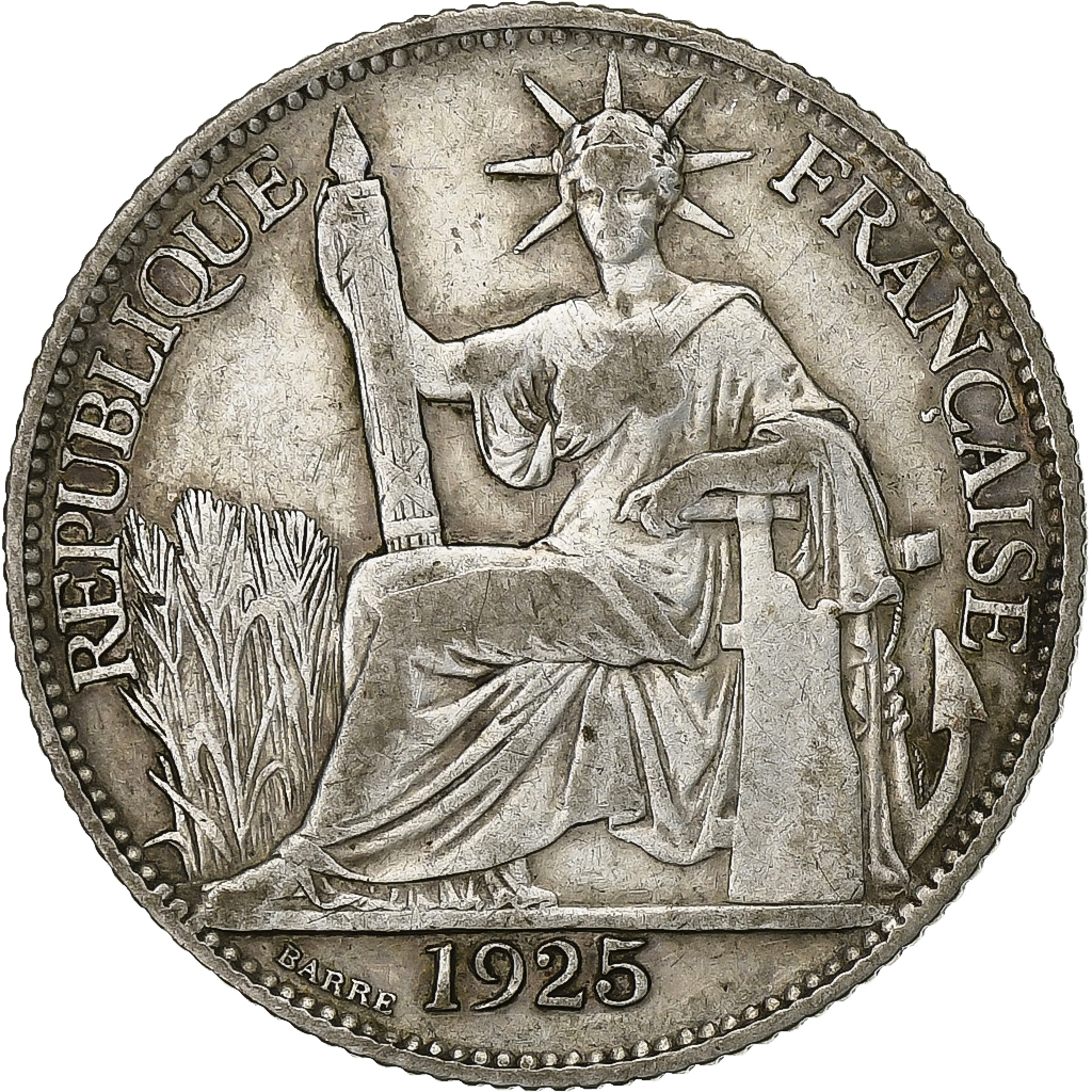 French Indo-China, 20 Cents, 1925, Paris, Silver, , Lecompte:225