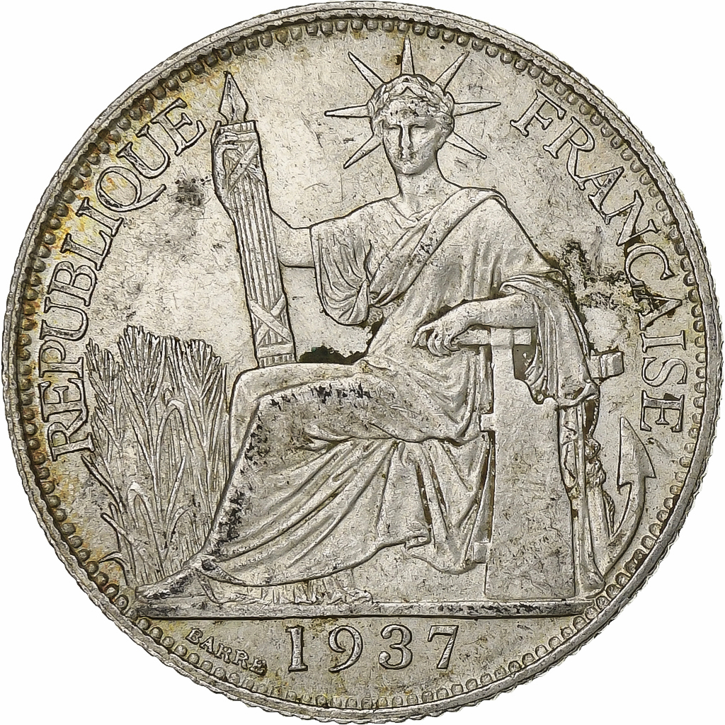 French Indo-China, 20 Cents, 1937, Paris, Silver, , Lecompte:236