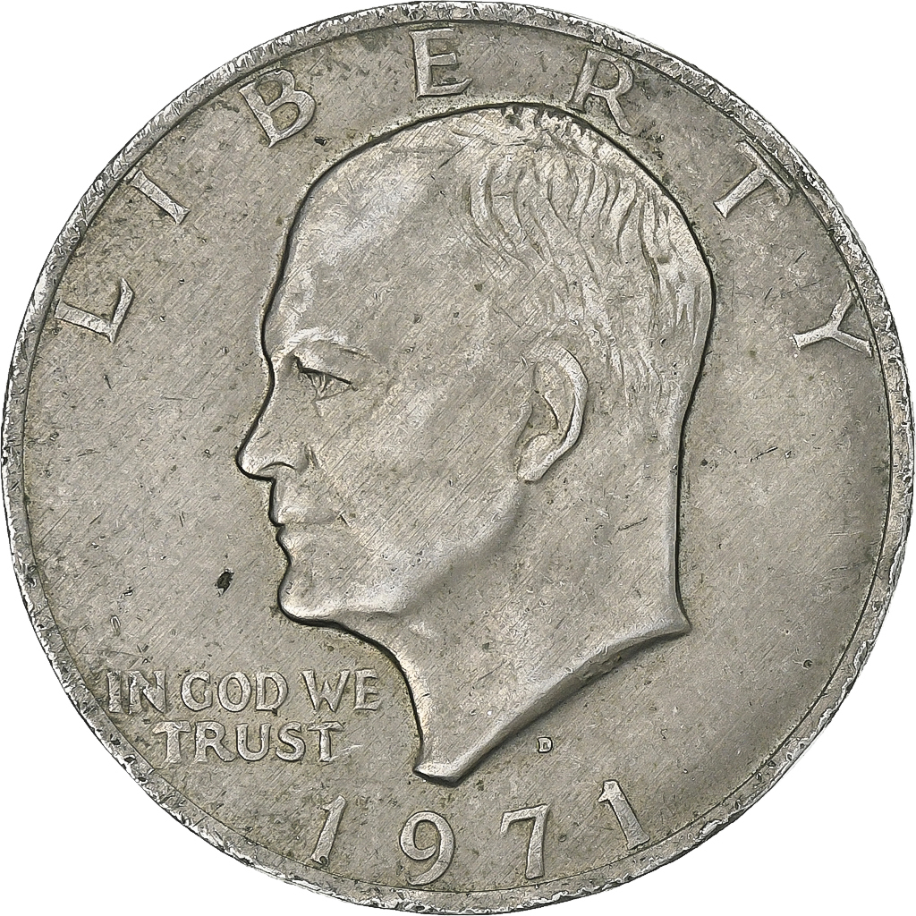 United States, Dollar, Eisenhower, 1971, U.S. Mint, Copper-Nickel Clad Copper