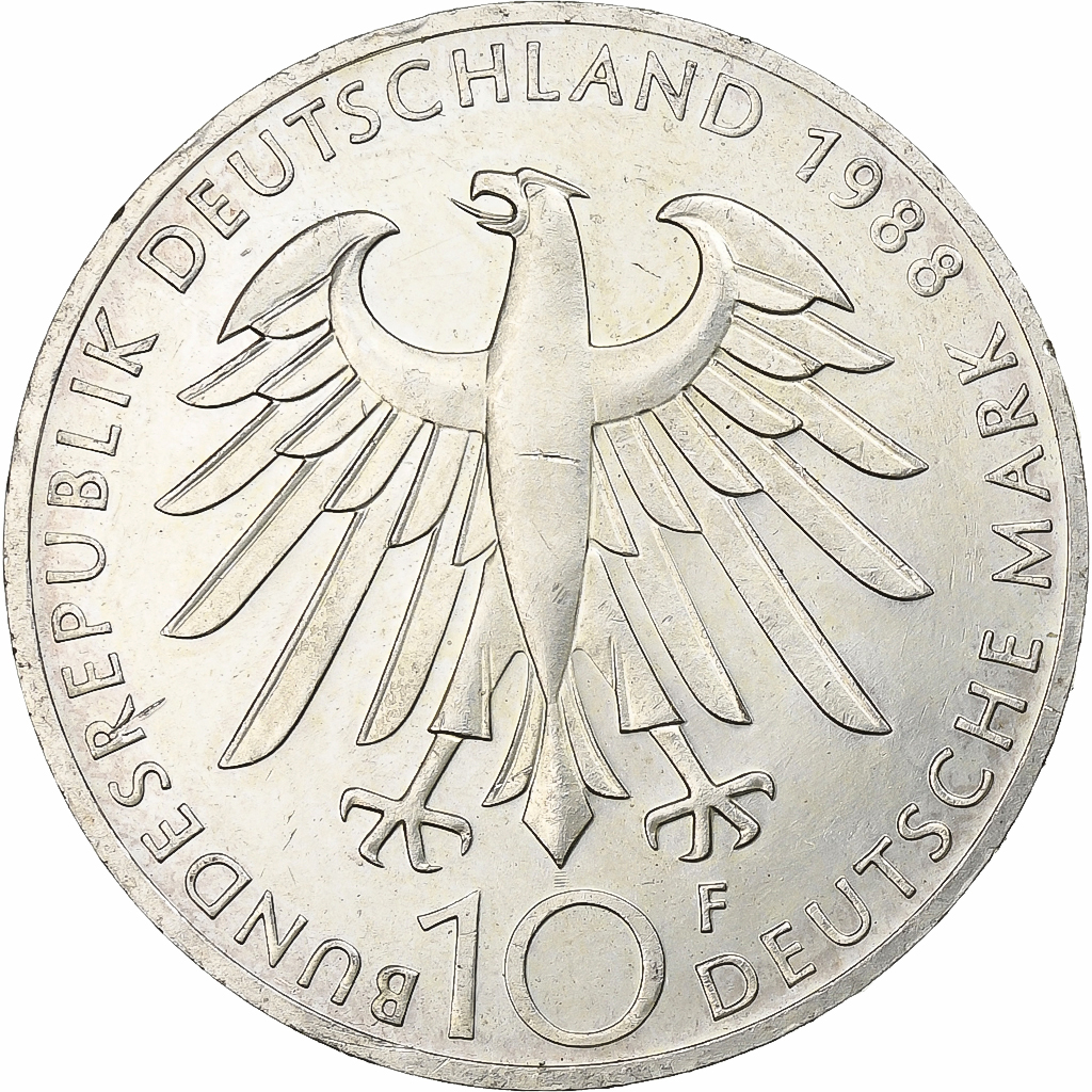 GERMANY - FEDERAL REPUBLIC, 10 Mark, 1988, Stuttgart, Silver, , KM:169