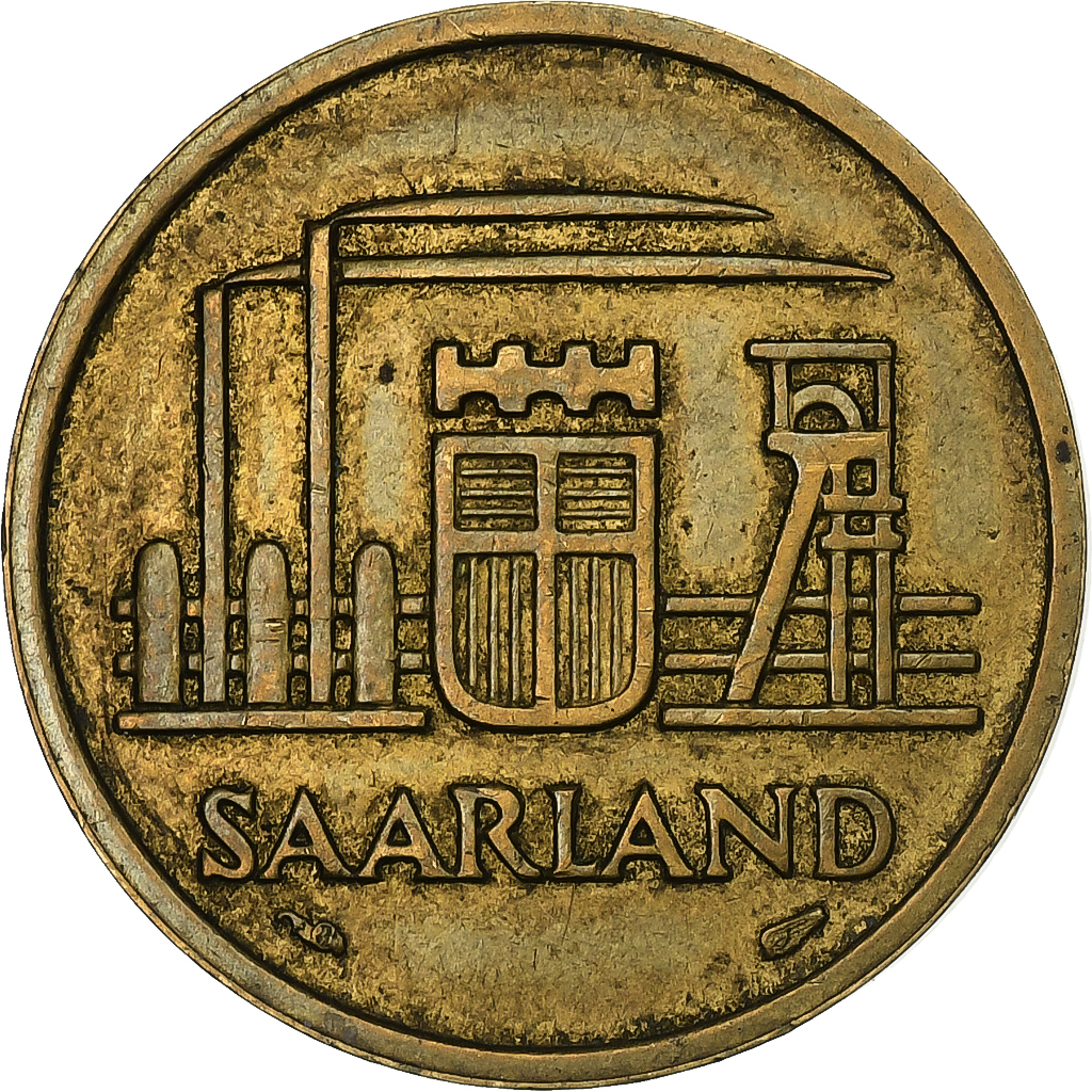 SAARLAND, 20 Franken, 1954, Paris, Aluminum-Bronze, , Gadoury:2, KM:2