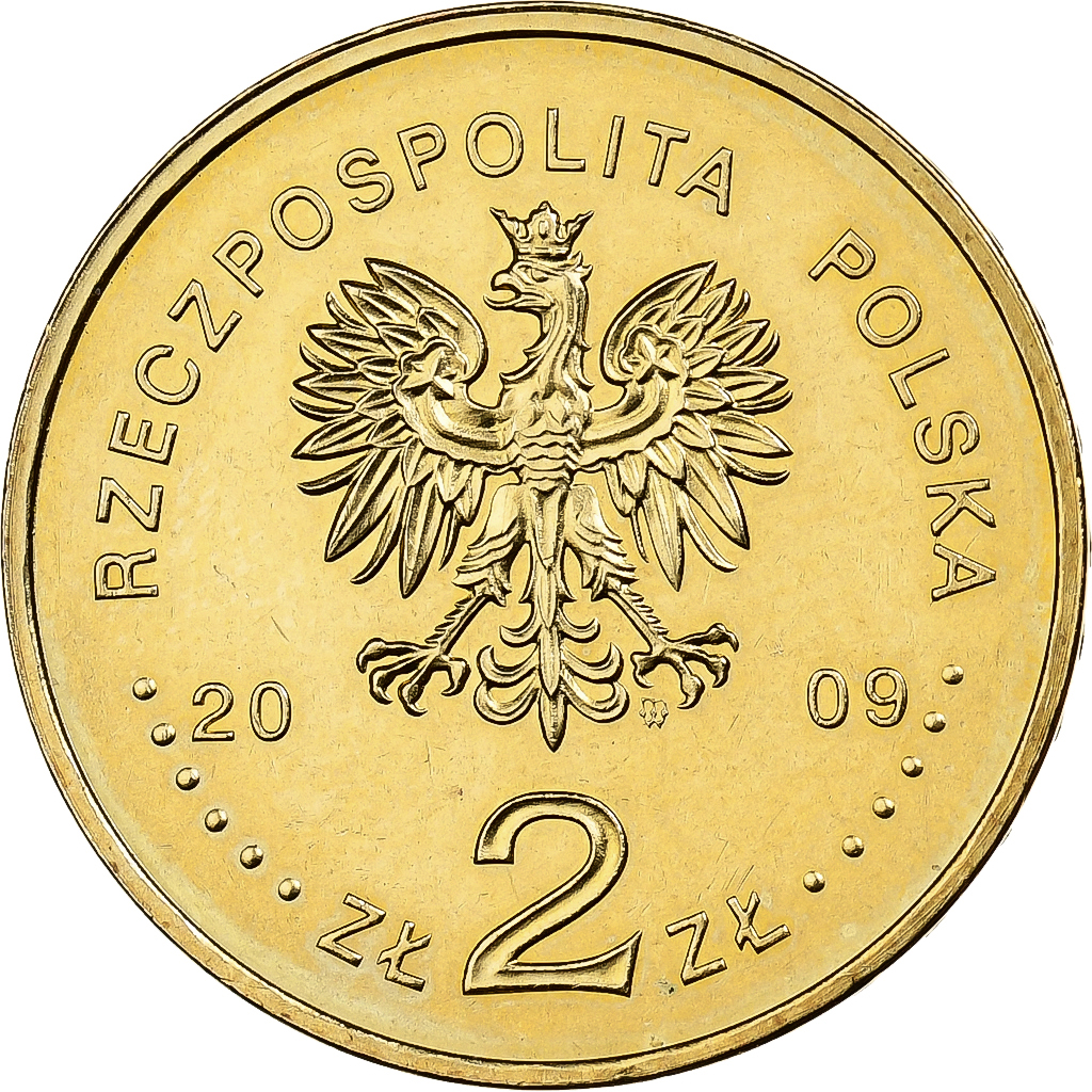 Poland, 2 Zlote, 2009, Warsaw, Brass, , KM:692
