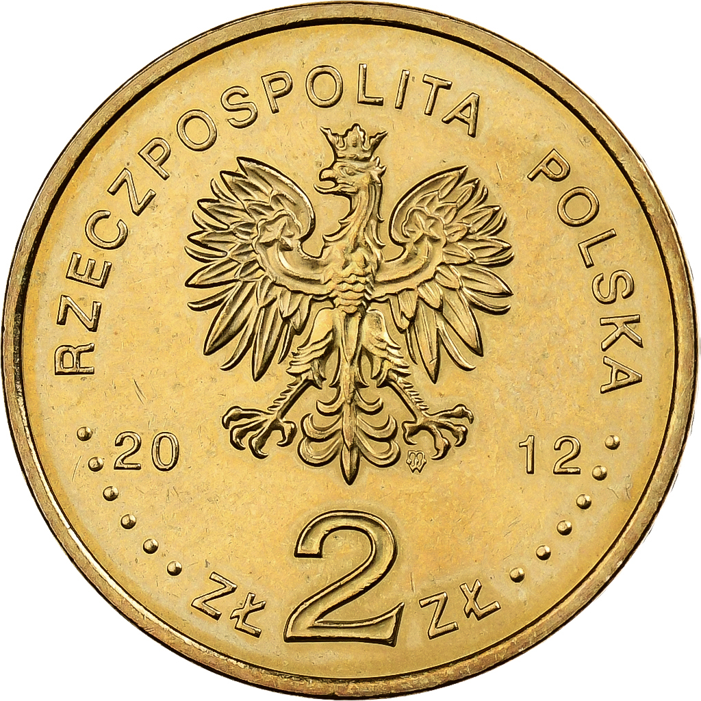 Poland, 2 Zlote, 2012, Warsaw, Brass, , KM:823