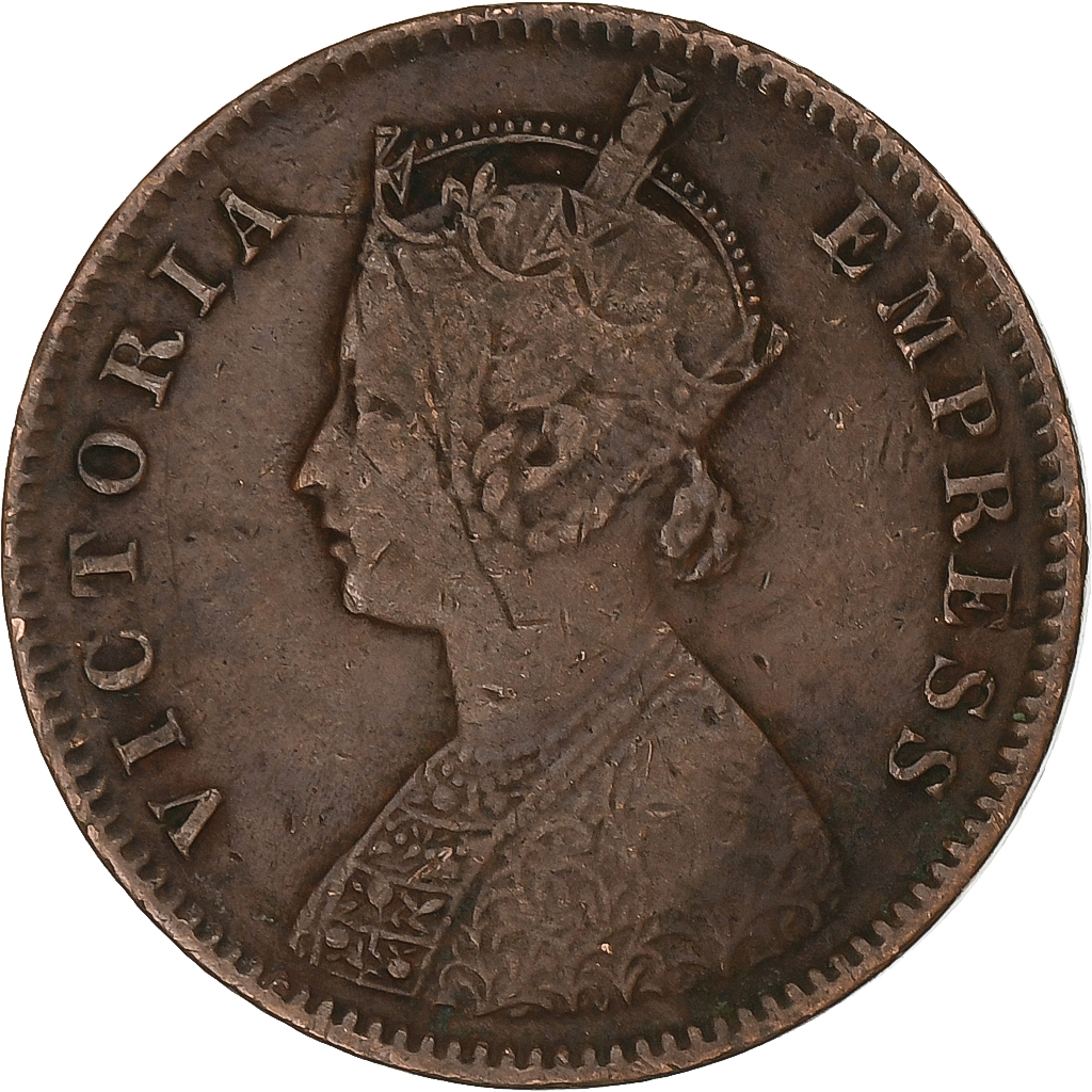 INDIA-BRITISH, Victoria, 1/4 Anna, 1892, Calcutta, Copper, , KM:486