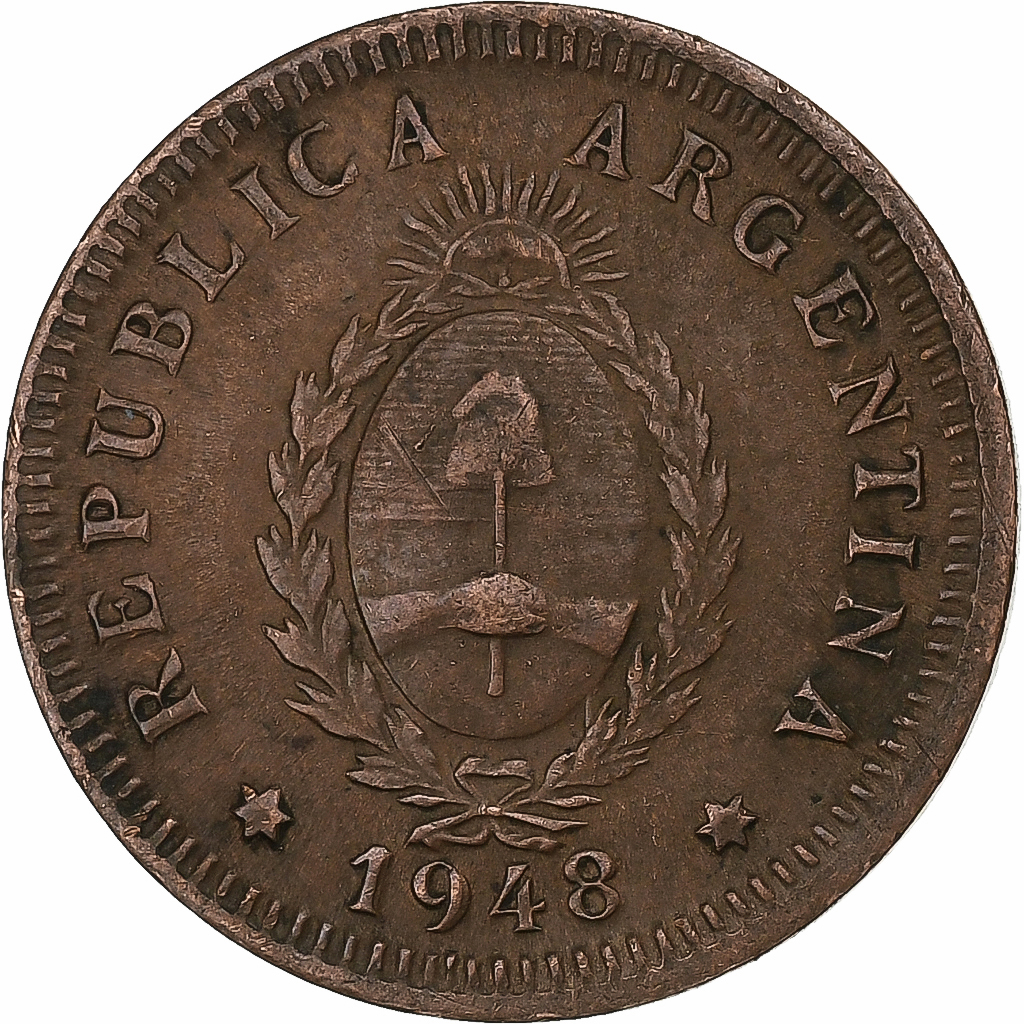 Argentina, 2 Centavos, 1948, Copper, , KM:38a