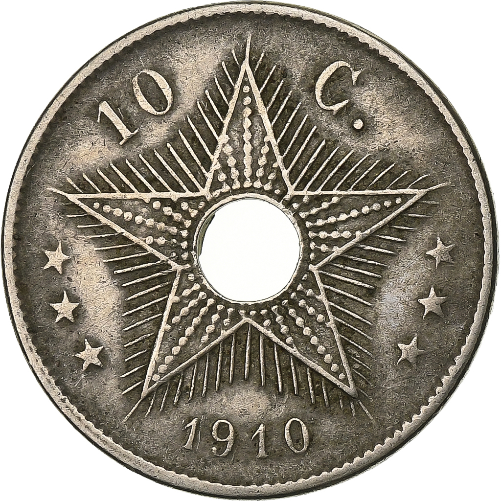 Belgisch Congo, Albert I, 10 Centimes, 1910, Heaton, Cupro-nikkel, ZF, KM:18