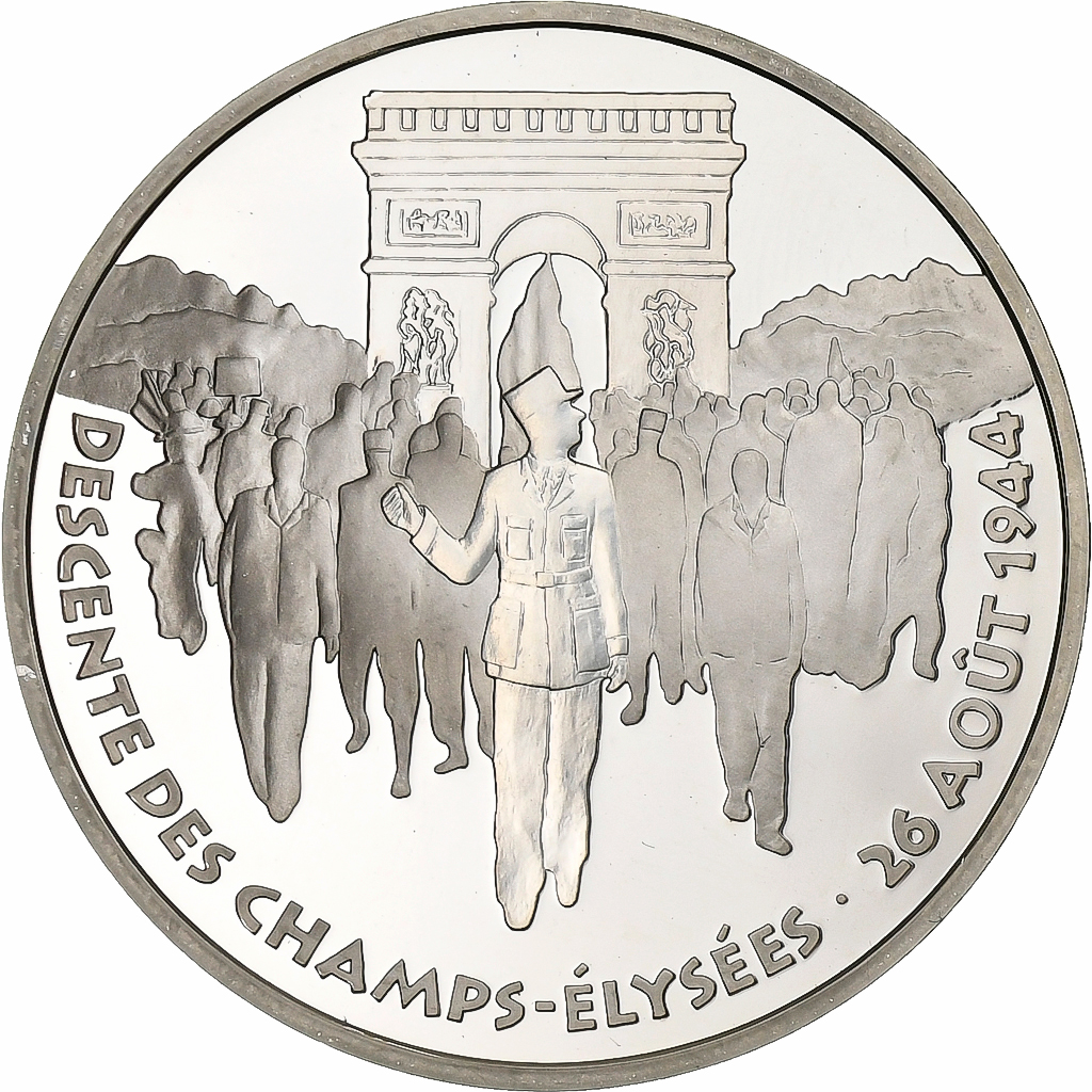 France, 100 Francs, Libération de Paris, 1994, Paris, Silver, MS