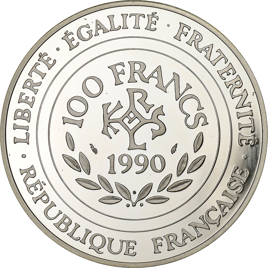 France, 100 Francs-15 Ecus, Charlemagne, 1990, Paris, Silver, , KM:989