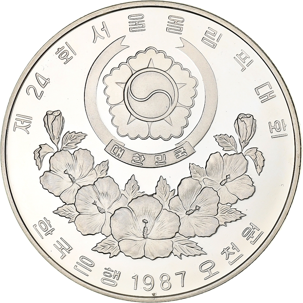 South Korea, 5000 Won, XXIV OLYMPIAD SEOUL 1988, 1987, Seoul, Silver, 