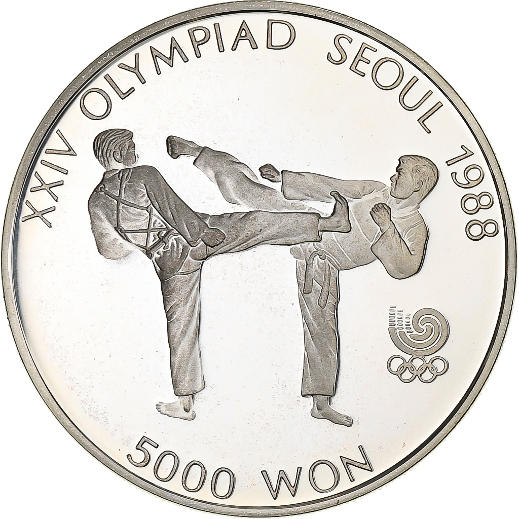 South Korea, 5000 Won, XXIV OLYMPIAD SEOUL 1988, 1987, Seoul, Silver, 