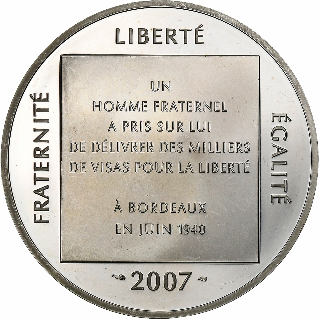 France, 1-1/2 Euro, Aristides de Sousa Mendes, 2007, Paris, Silver, 