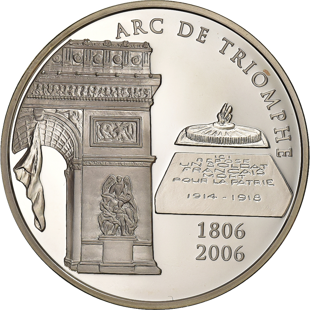 France, 1-1/2 Euro, Arc de Triomphe, 2006, Paris, Silver, MS, KM:1456