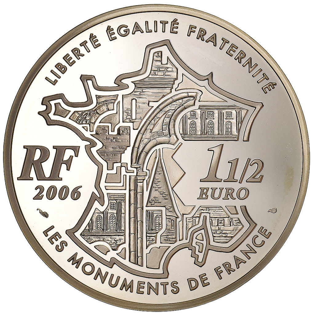 France, 1-1/2 Euro, Arc de Triomphe, 2006, Paris, Silver, MS, KM:1456