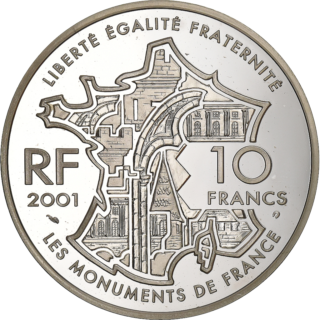 France, 10 Francs, Tour Eiffel, 2001, Paris, Silver, MS, KM:1274