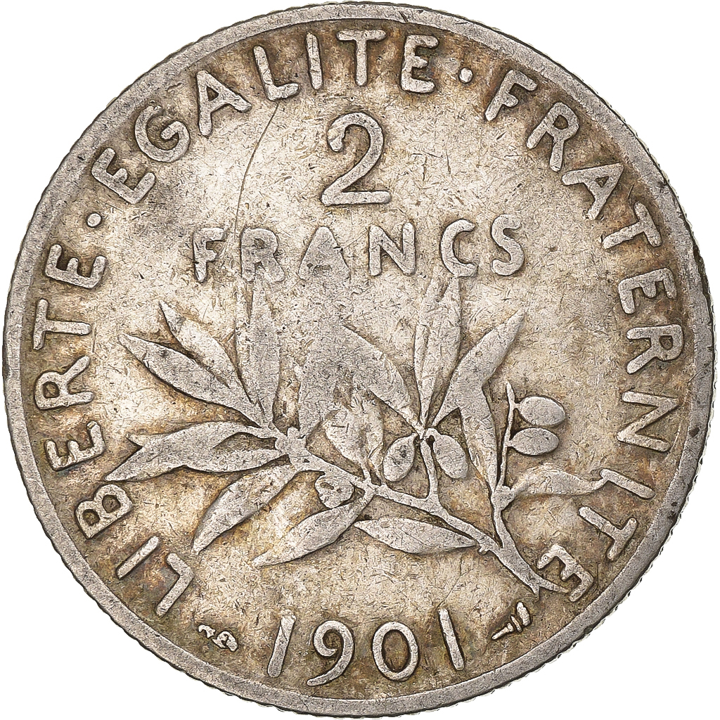 France, 2 Francs, Semeuse, 1901, Paris, Silver, , Gadoury:532, KM:845.1