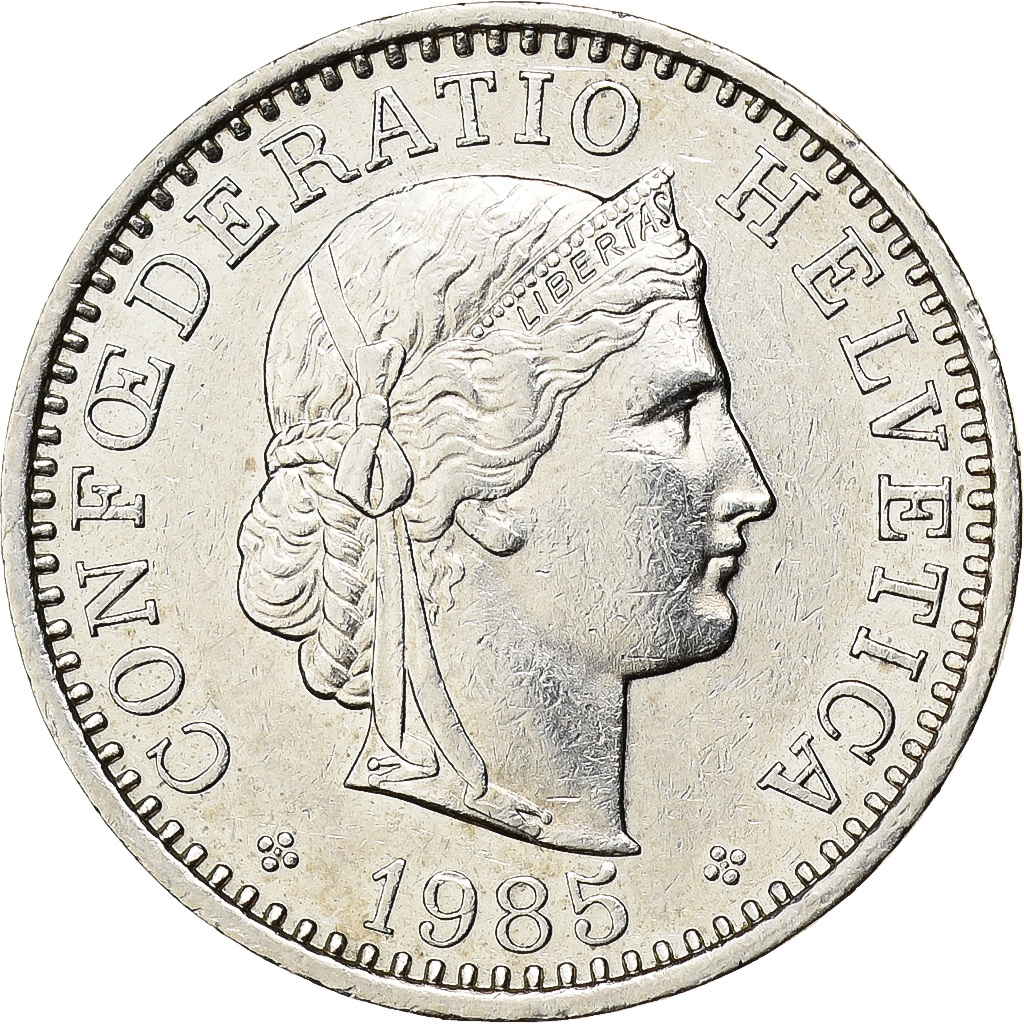 Switzerland, 20 Rappen, 1985, Bern, Copper-nickel, , KM:29a