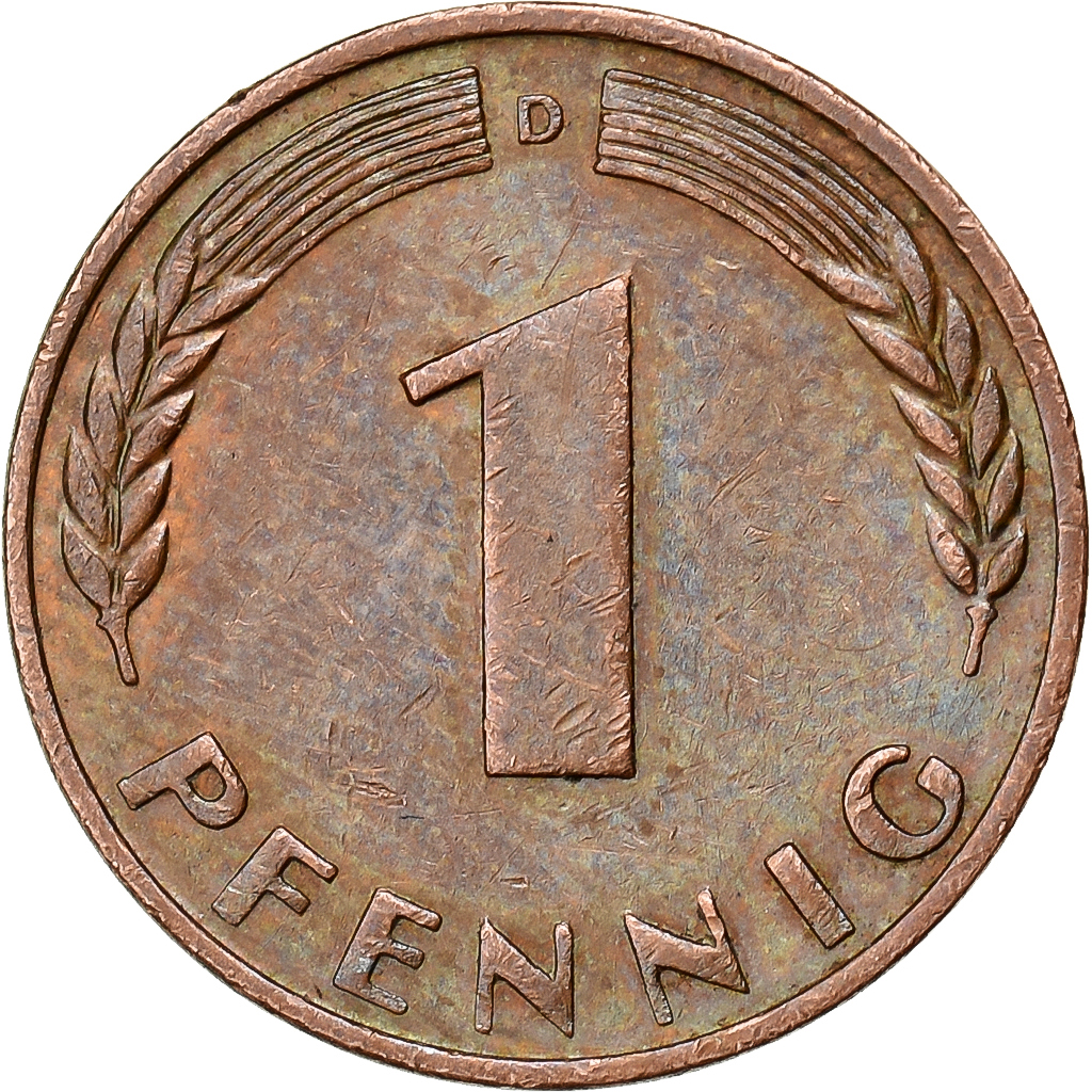 Federal Republic of Germany, Pfennig, 1950, Munich, Copper Plated Steel