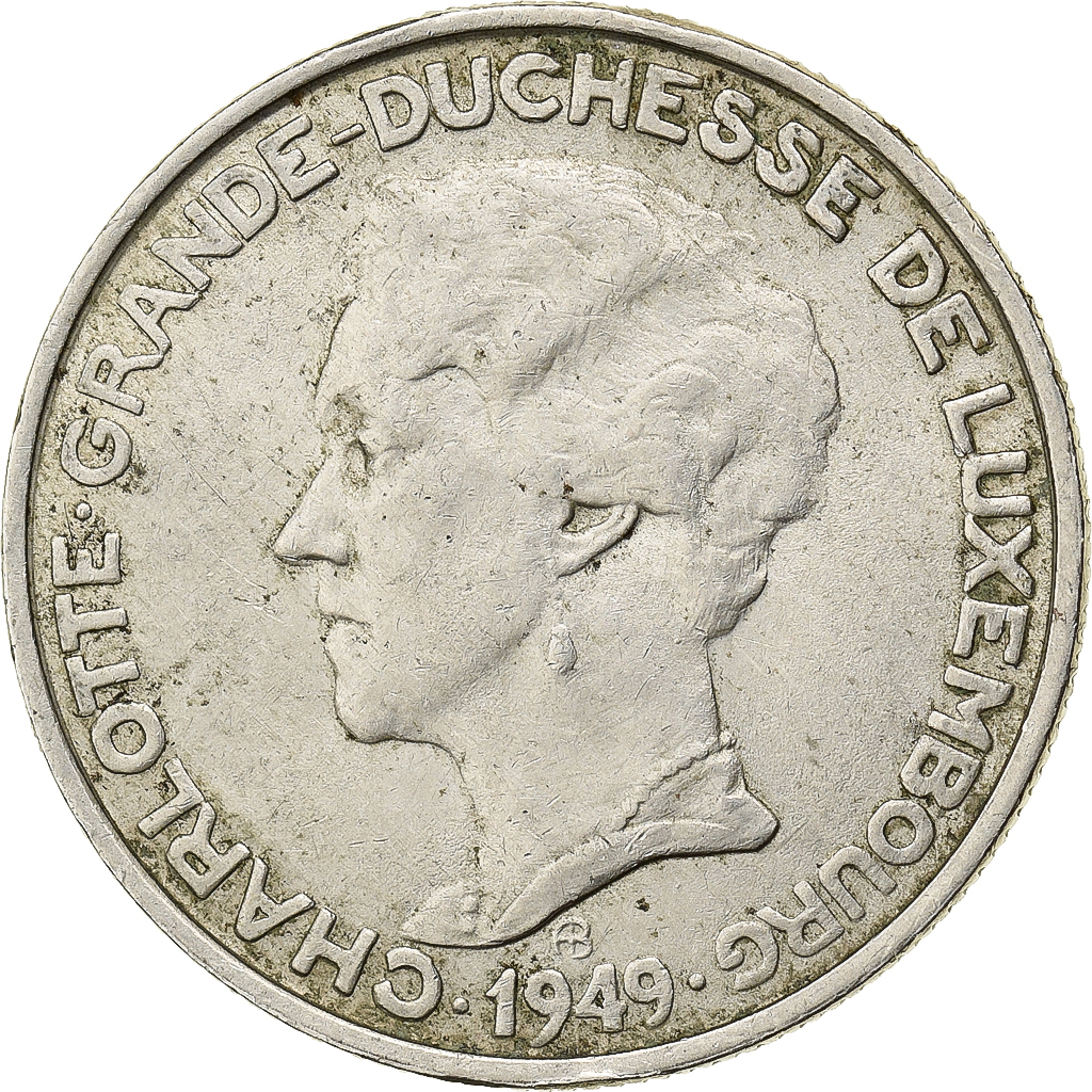 Luxembourg, Charlotte, 5 Francs, 1949, Copper-nickel, EF, KM:50