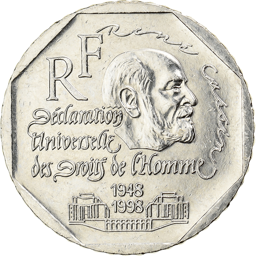 France, 2 Francs, René Cassin, 1998, Paris, Nickel, , Gadoury:551