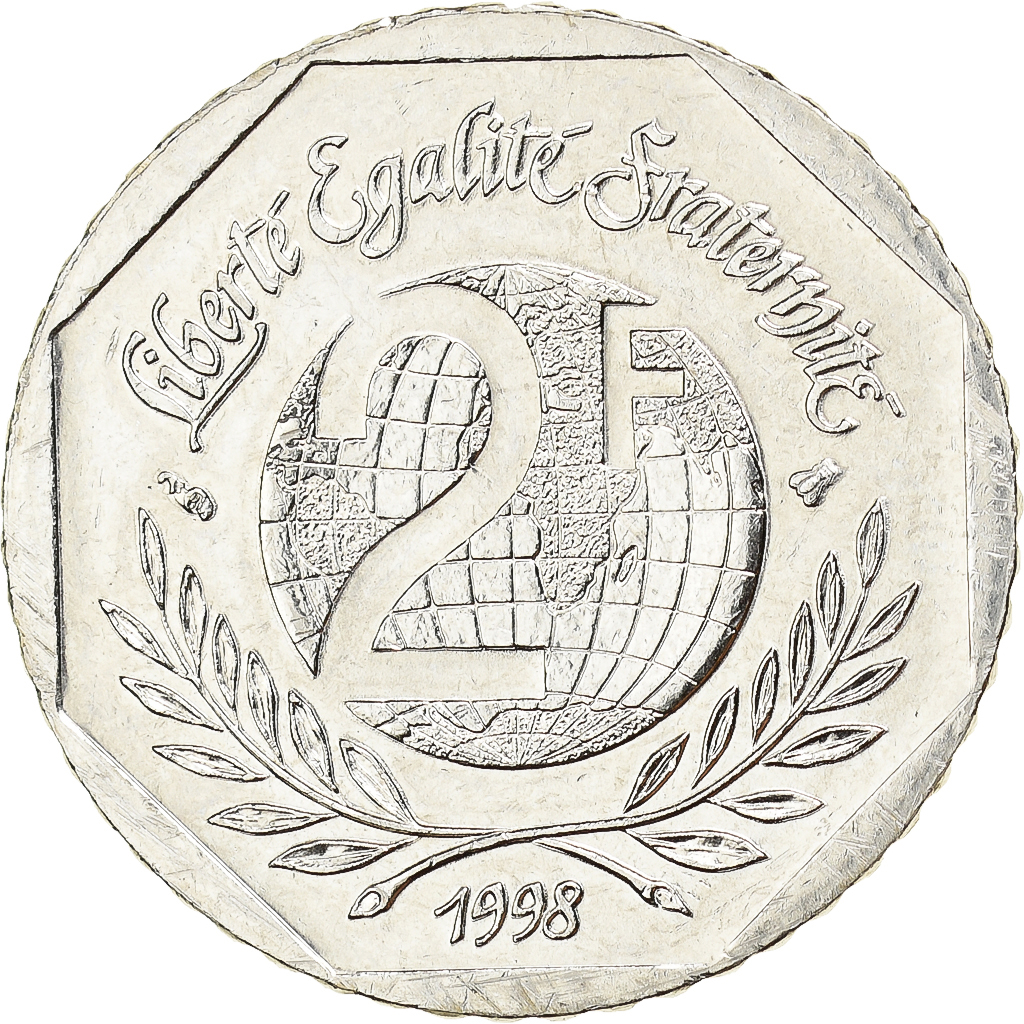 France, 2 Francs, René Cassin, 1998, Paris, Nickel, , Gadoury:551
