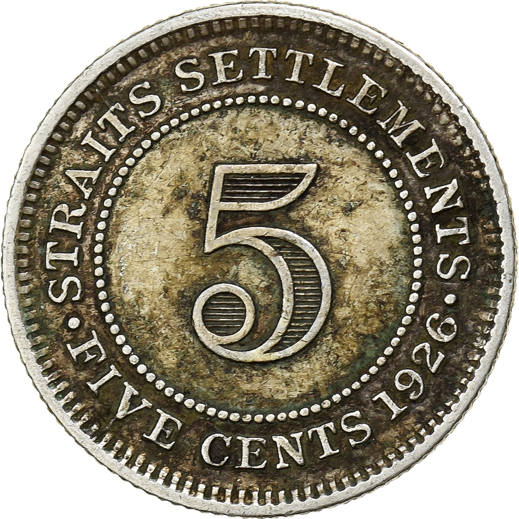 Straits Settlements, George V, 5 Cents, 1926, Silver, , KM:36