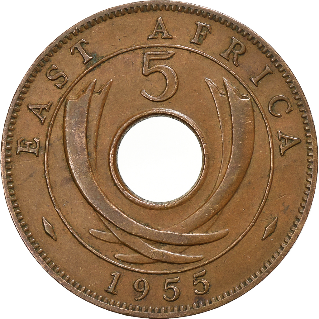 British East Africa, Elizabeth II, 5 Cents, 1955, Bronze, , KM:37