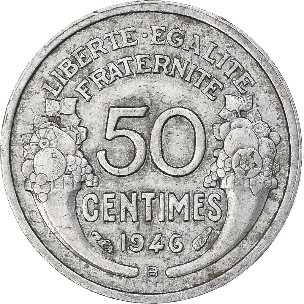 France, 50 Centimes, Morlon, 1946, Beaumont - Le Roger, Aluminum, 