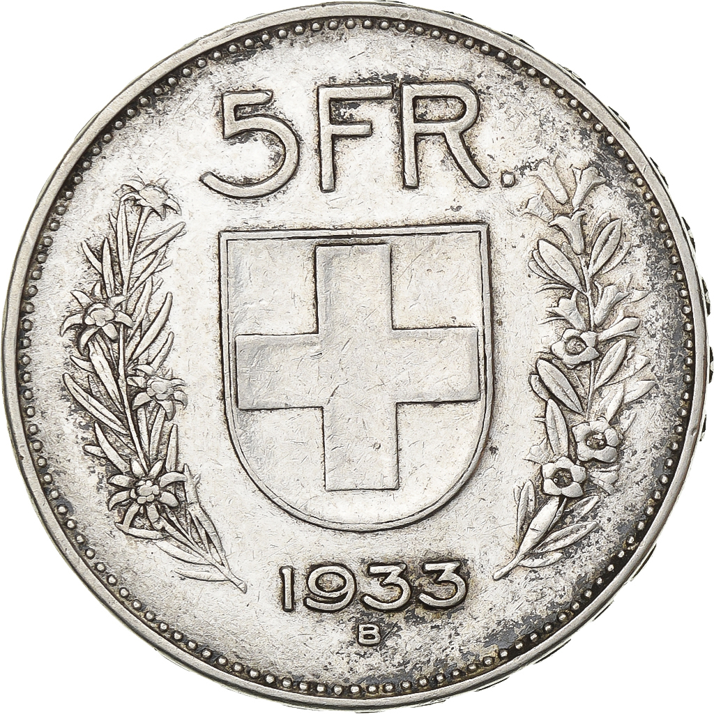 Switzerland, 5 Francs, 1933, Bern, Silver, , KM:40