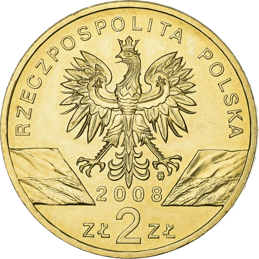 Poland, 2 Zlote, 2008, Warsaw, Brass, , KM:627