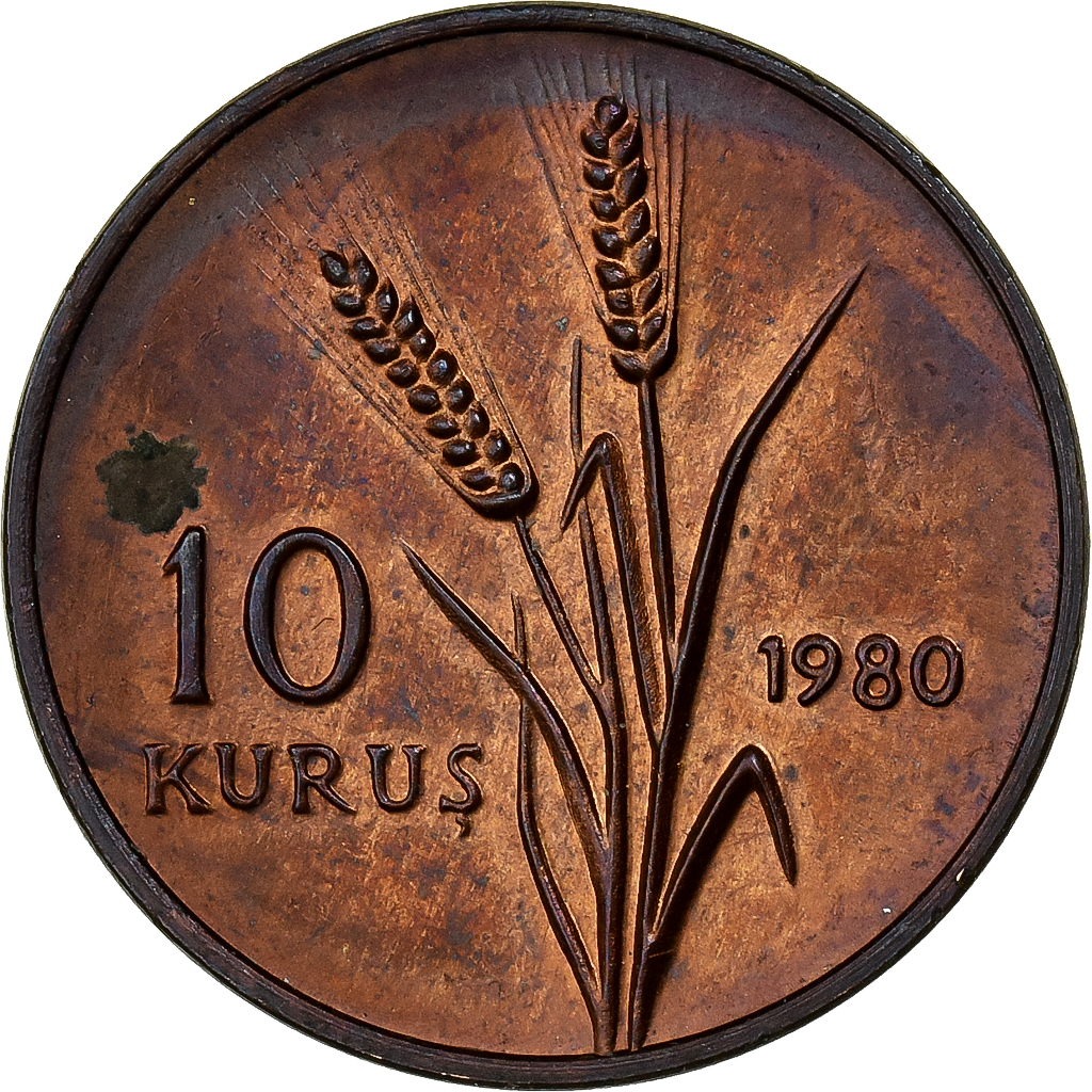 Turkey, 10 Kurus, 1980, Istanbul, Bronze, , KM:935