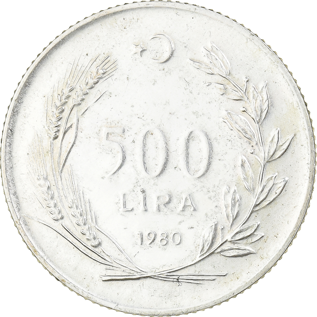 Turkey, 500 Lira, 1980, Istanbul, Silver, , KM:940.1