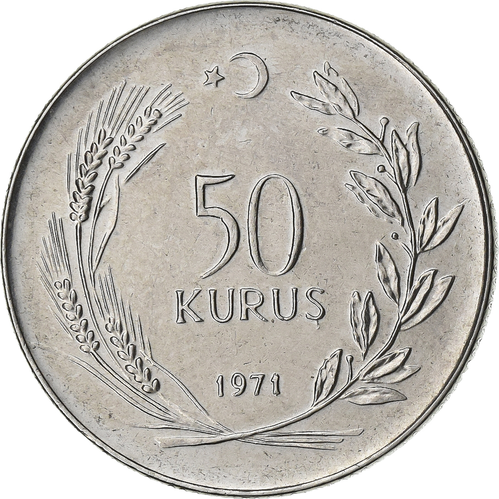 Turkey, 50 Kurus, 1971, Stainless Steel, , KM:899
