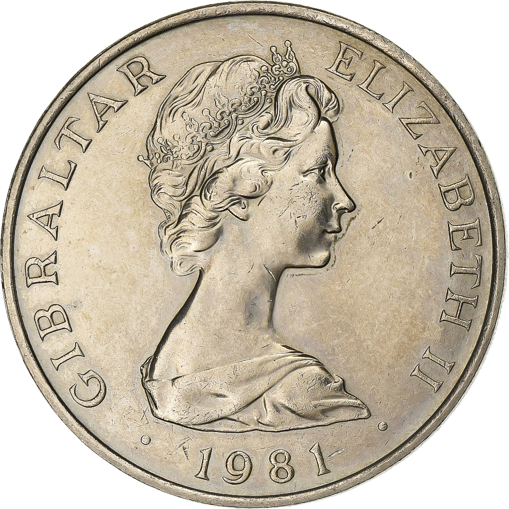 Gibraltar, Elizabeth II, Crown, 1981, Copper-nickel, , KM:14
