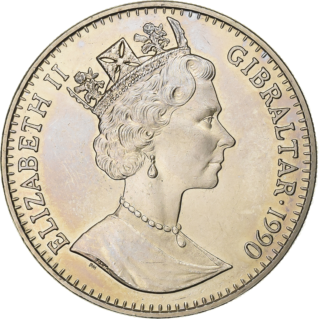 Gibraltar, Elizabeth II, Crown, 1990, Copper-nickel, , KM:46