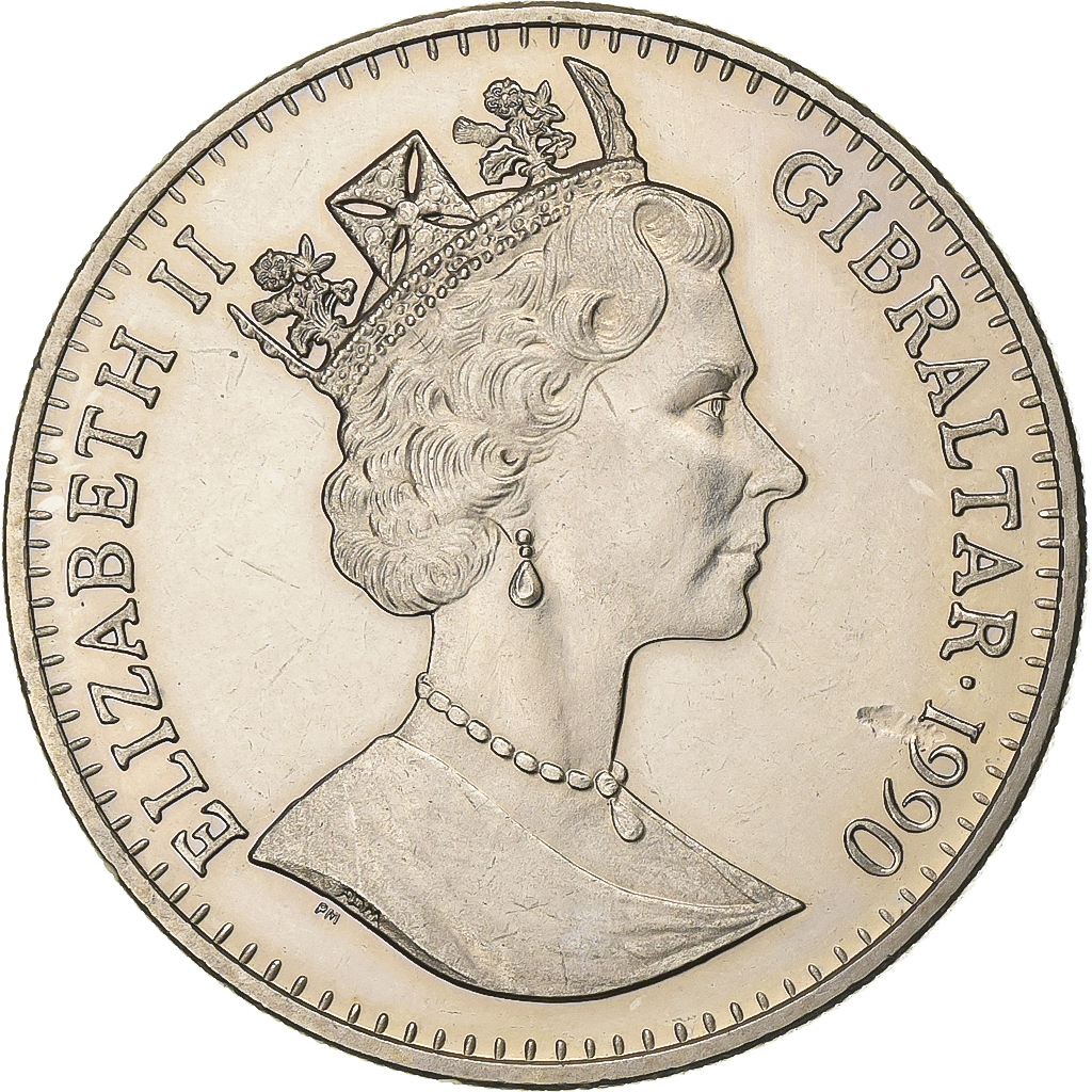 Gibraltar, Elizabeth II, Crown, 1990, Copper-nickel, , KM:40