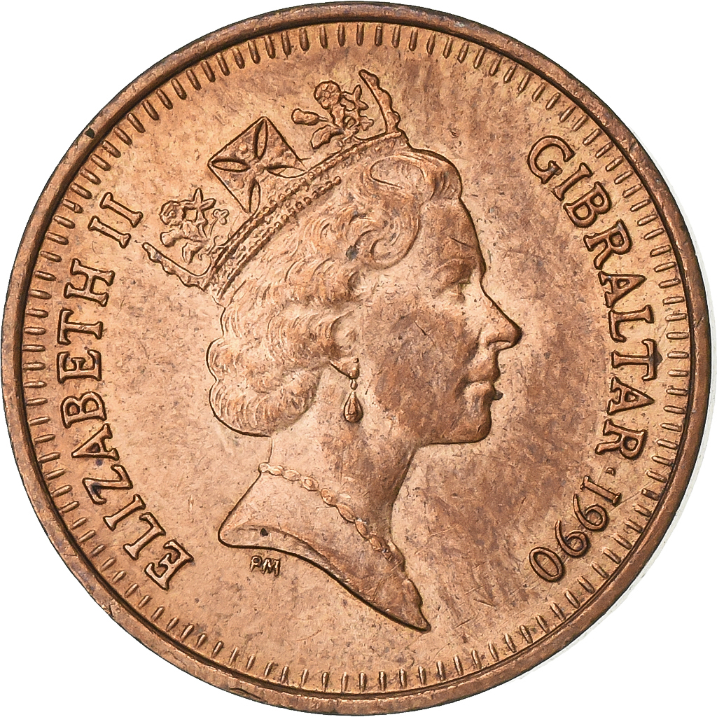 Gibraltar, Elizabeth II, Penny, 1990, Bronze, , KM:20