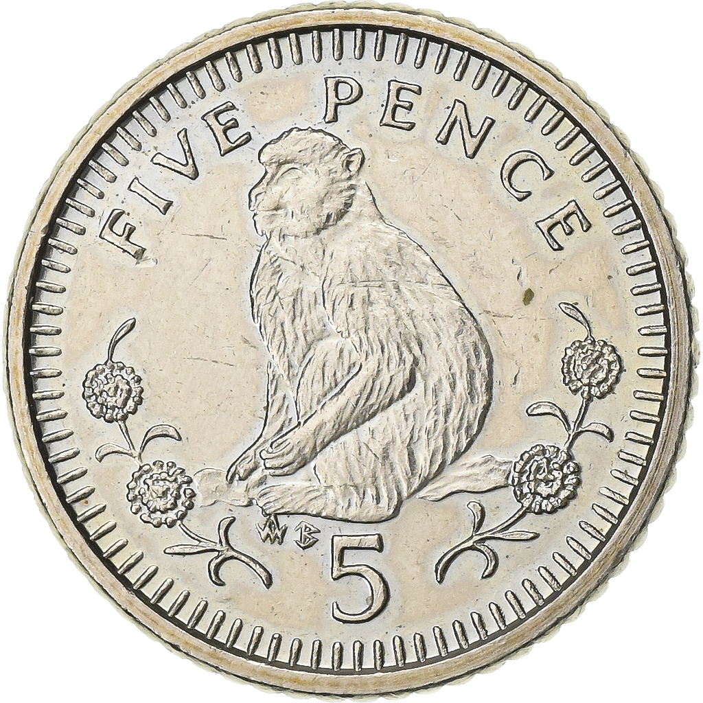 Gibraltar, Elizabeth II, 5 Pence, 1990, Copper-nickel, , KM:22.2