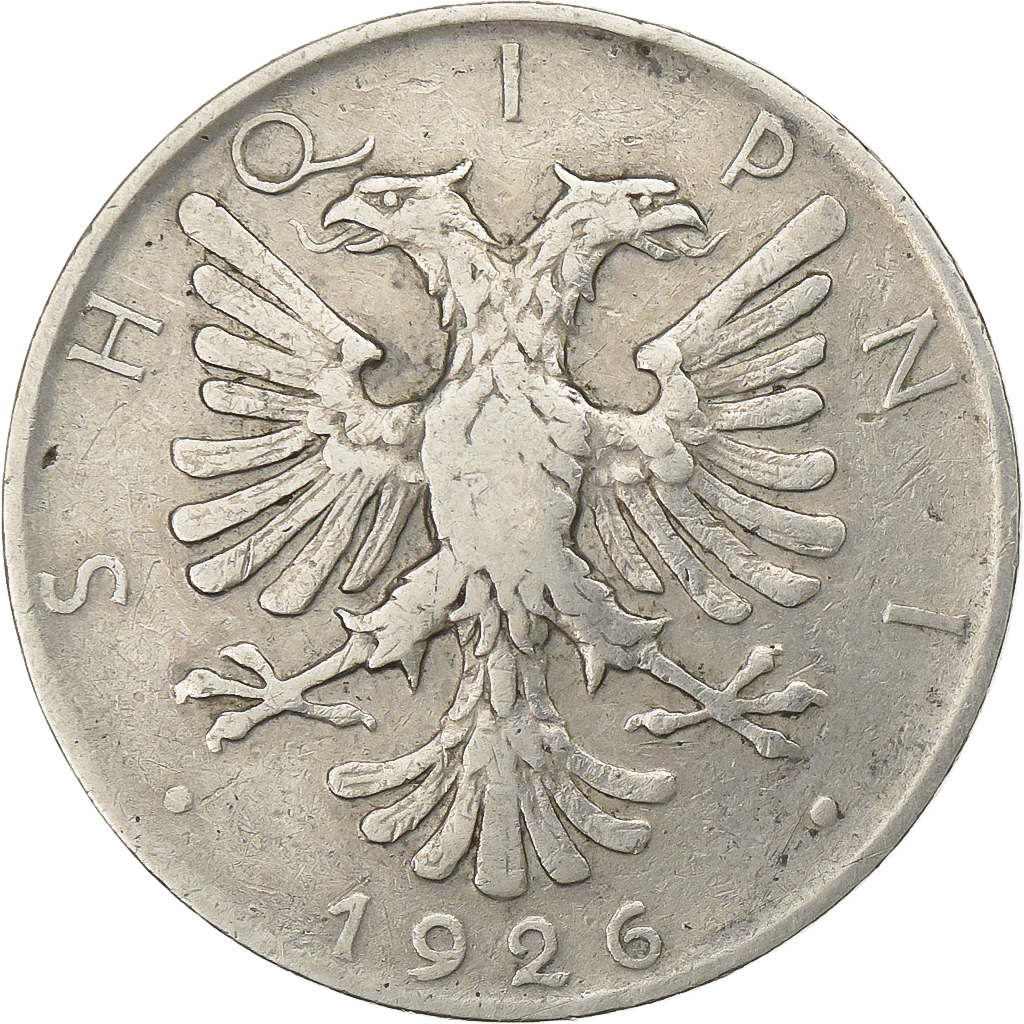 Albania, 1/2 Lek, 1926, Rome, Nickel, , KM:4