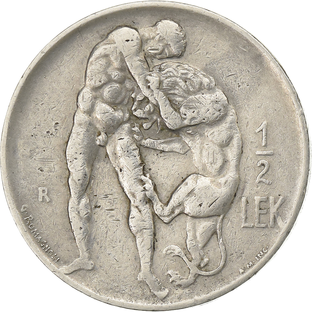 Albania, 1/2 Lek, 1926, Rome, Nickel, , KM:4