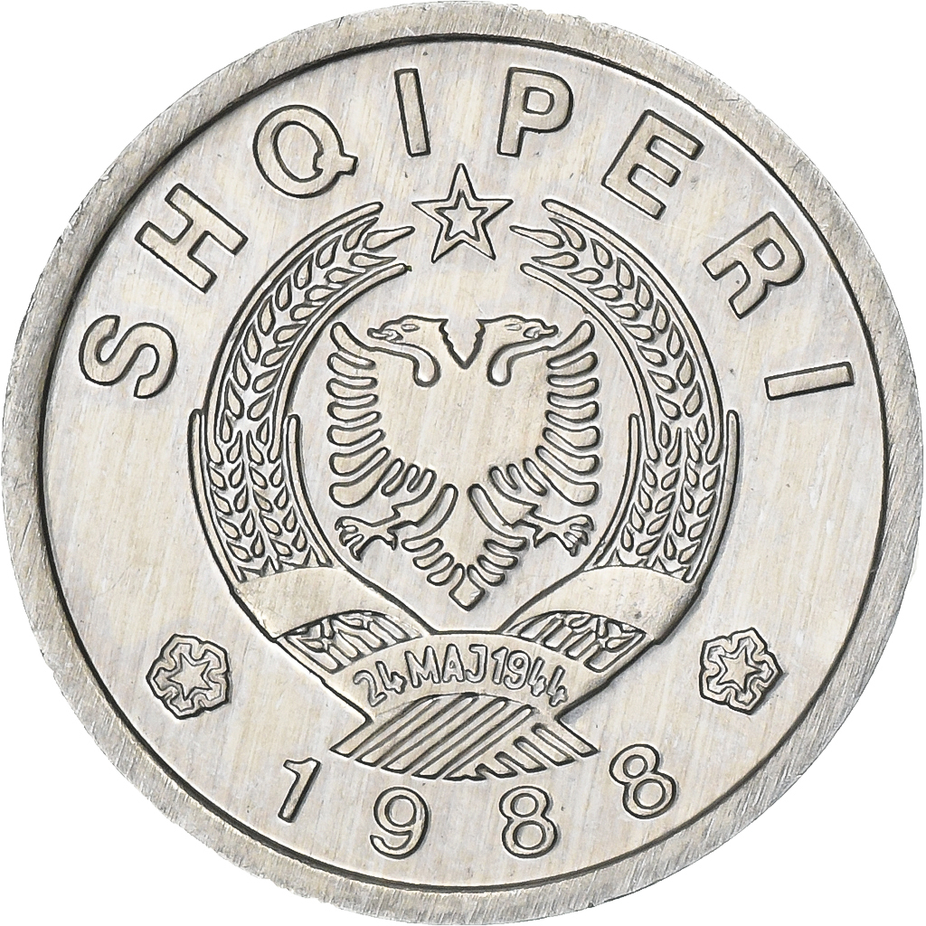 Albania, 20 Qindarka, 1988, Aluminum, , KM:65
