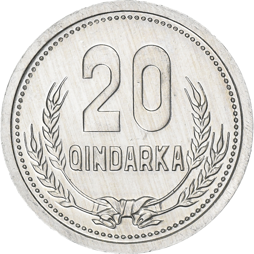 Albania, 20 Qindarka, 1988, Aluminum, , KM:65
