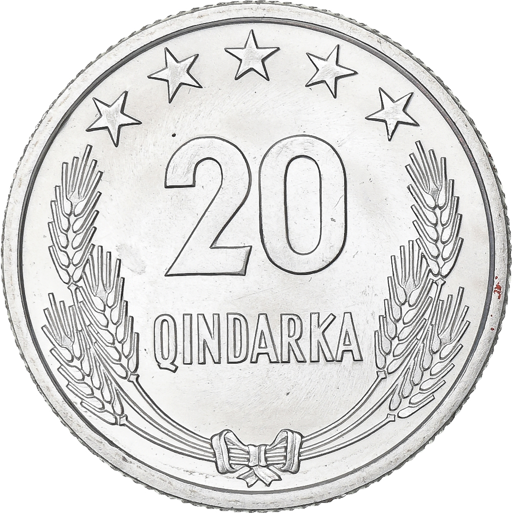 Albania, 20 Qindarka, 1969, Aluminum, , KM:46