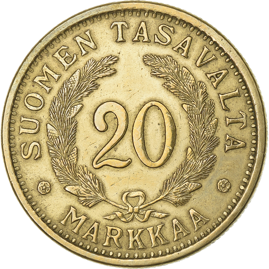Finland, 20 Markkaa, 1939, Aluminum-Bronze, , KM:32
