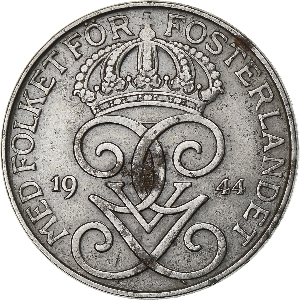 Sweden, Gustaf V, 5 Öre, 1944, Iron, VF, KM:812