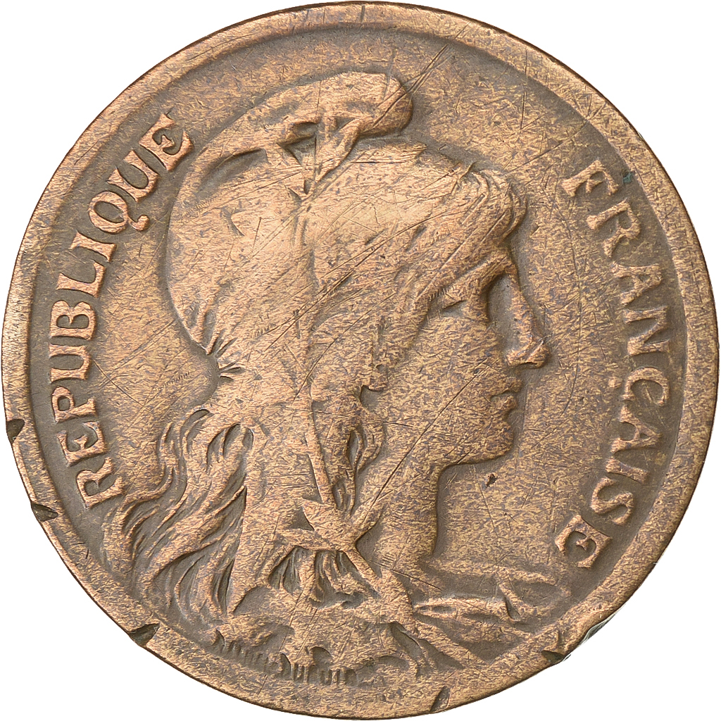 France, 10 Centimes, Dupuis, 1917, Paris, Bronze, , Gadoury:277, KM:843
