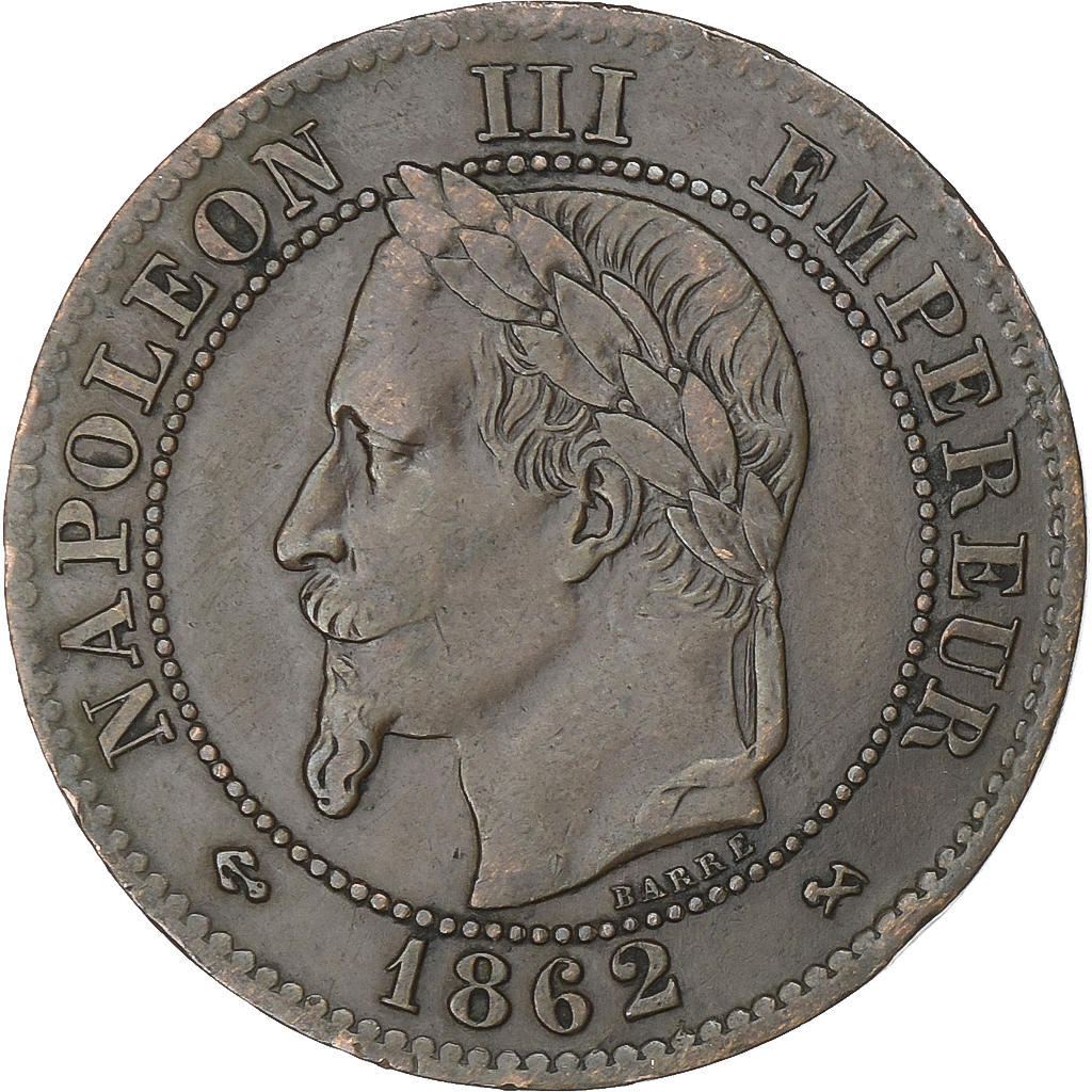 France, Napoleon III, 2 Centimes, 1862, Bordeaux, Bronze, 