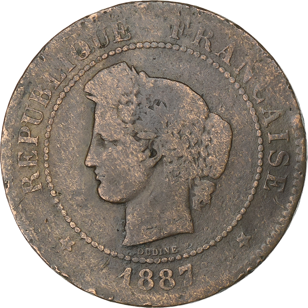 France, 5 Centimes, Cérès, 1887, Paris, Bronze, , Gadoury:157a